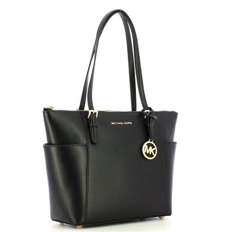 michael kors jet set ew tz tote - black|Michael Kors jet set large.